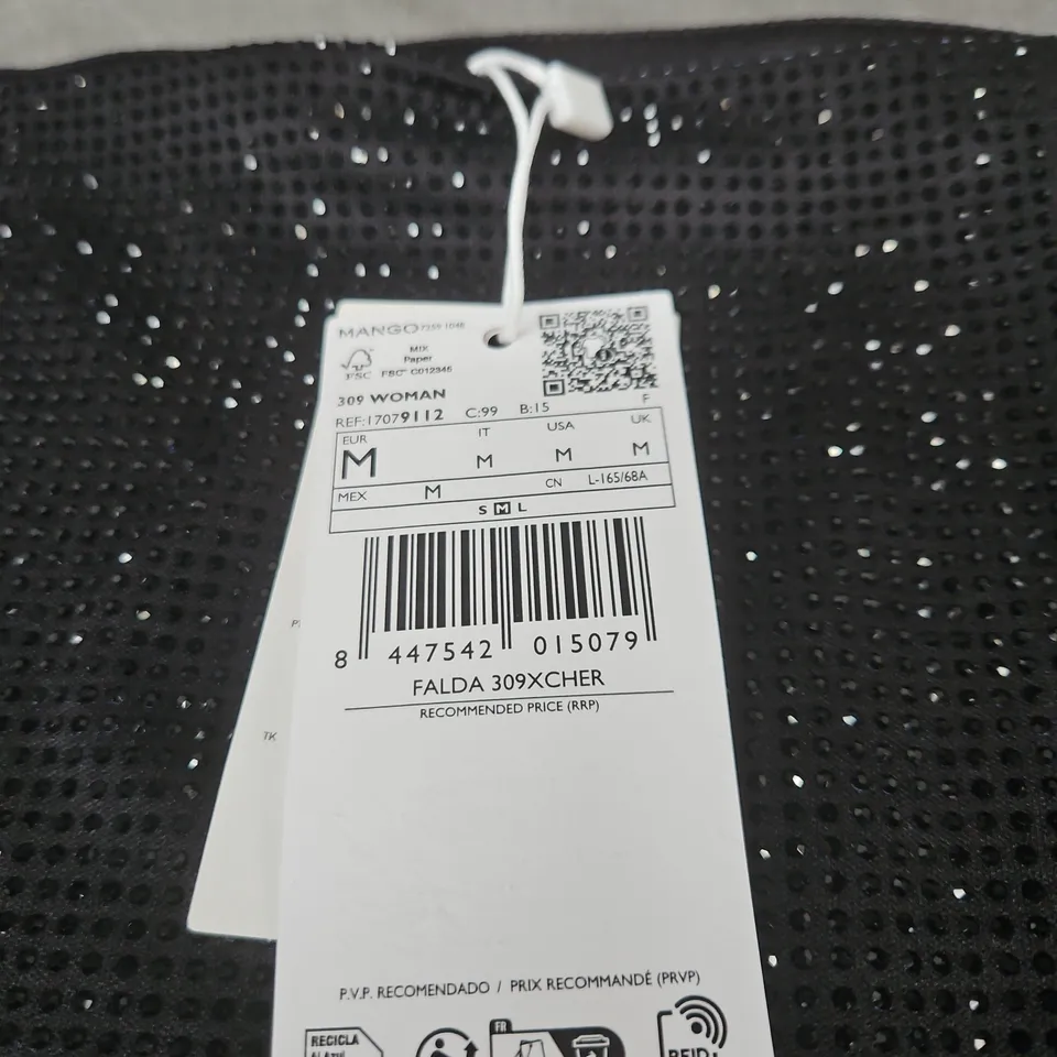 MANGO WOMEN'S BLACK SEQUIN SKIRT, UK M (EU M)