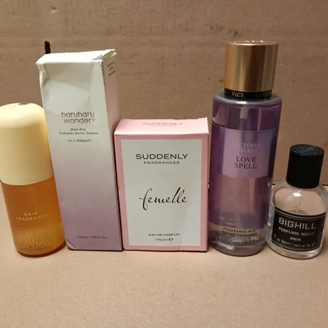 APPROX 10 ASSORTED FRAGRANCES TO INCLUDE VICTORIA SECRET , HEY HUN AND JAIPUR