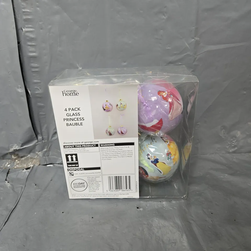 APPROXIMATELY 120 PACKS OF 4 GLASS PRINCESS BAUBLES - COLLECTION ONLY