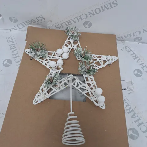 PRE LIT WHITE STAR TREE TOPPER