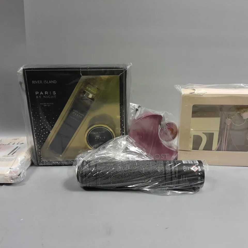 LOT OF APPROXIMATELY 5 ASSORTED FRAGRANCE AND COSMETIC ITEMS TO INCLUDE GHOST, RIVER ISLAND AND L'OREAL RRP £18
