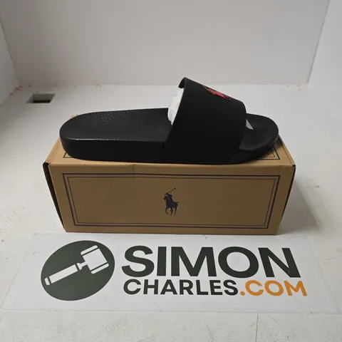 BOXED PAIR OF POLO RALPH LAUREN SLIDES IN NAVY - UK 10