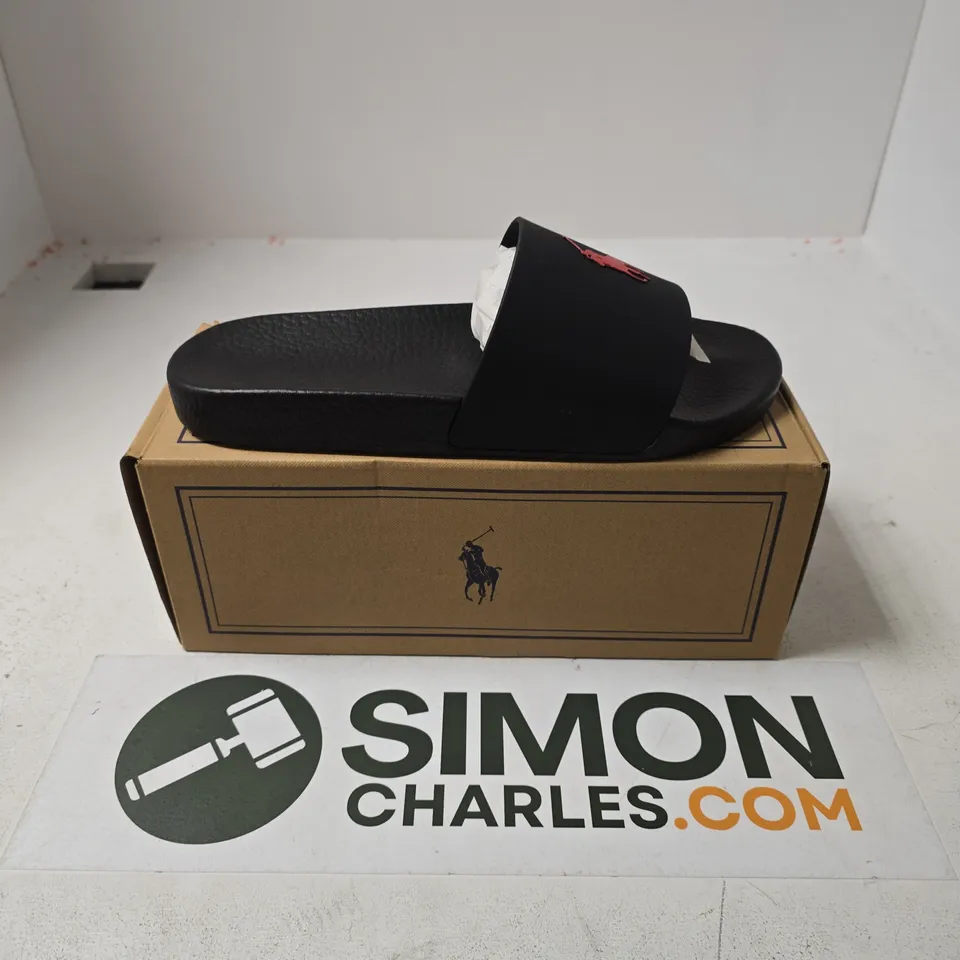 BOXED PAIR OF POLO RALPH LAUREN SLIDES IN NAVY - UK 10