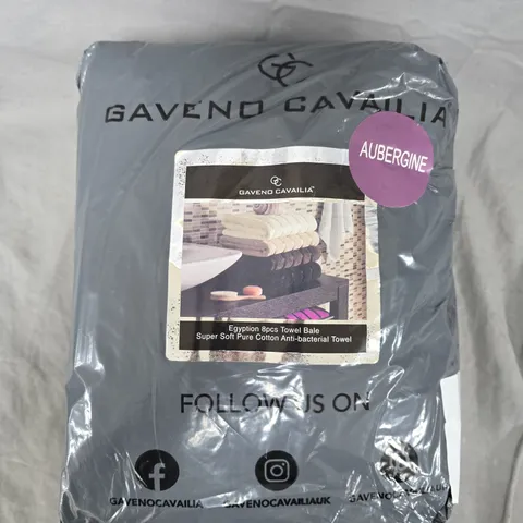 GAVENO CAVALIA  AUBERGINE EGYPTIAN 8-PIECE TOWEL BALE – SUPER SOFT PURE COTTON BATH TOWELS