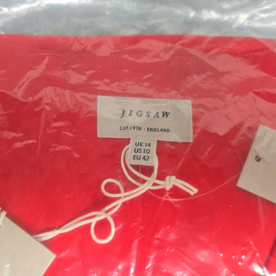BAGGED JIGSAW HEAVY SATIN BIAS-CUT DRESS - RED, UK 14 (US 10, EU 42)
