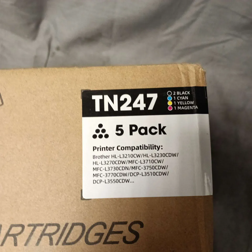  TN247 5 PACK TONER CARTRIDGES (2 BLACK, CYAN, YELLOW, MAGENTA) – BOXED