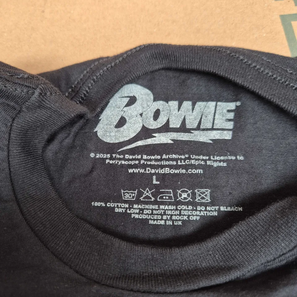 DAVID BOWIE ARCHIVE T-SHIRT – BLACK, UK SIZE L, 100% COTTON