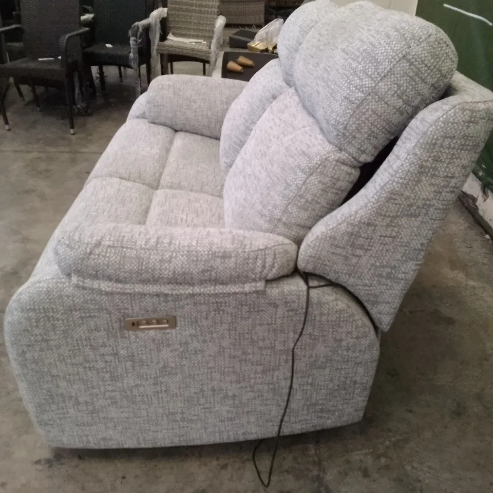 QUALITY DESIGNER G-PLAN KINGSBURY 2 SEATER ELECTRIC RECLINER DBL SOFA - REMCO LIGHT GREY FABRIC 