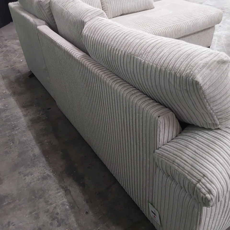 DESIGNER CHAISE CORNER SOFA NATURAL JUMBO CHORD FABRIC 