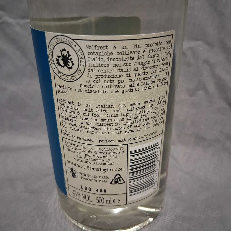 WOLFREST DISTILLED DRY GIN ITALIANO – 500 ML, 43% ABV
