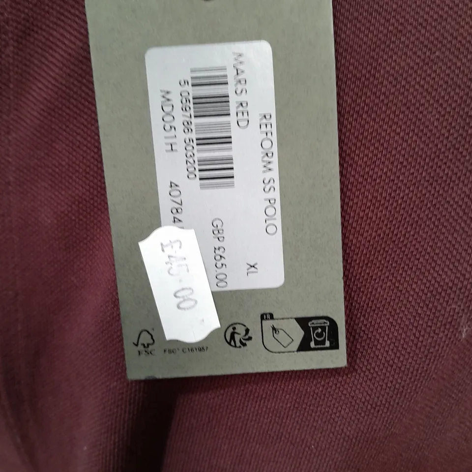 ALL SAINTS REFORM SS POLO IN MARS RED - XL
