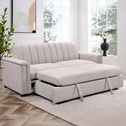 BOXED DOREL HOME CHARLOTTE 3 SEATER SOFA BED - NATURAL (1 BOX)