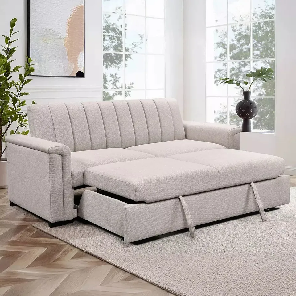 BOXED DOREL HOME CHARLOTTE 3 SEATER SOFA BED - NATURAL (1 BOX) RRP £899