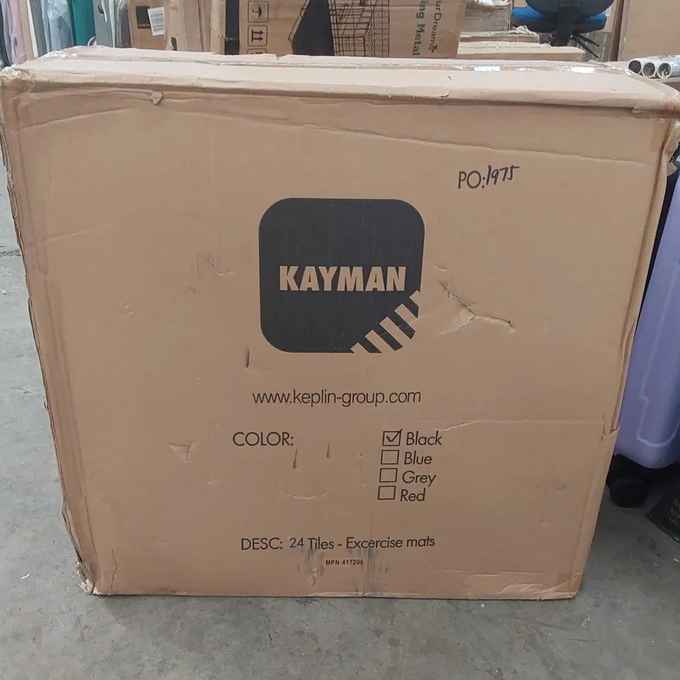 BOXED KAYMAN 24 TILES EXERCISE MATS - BLACK 