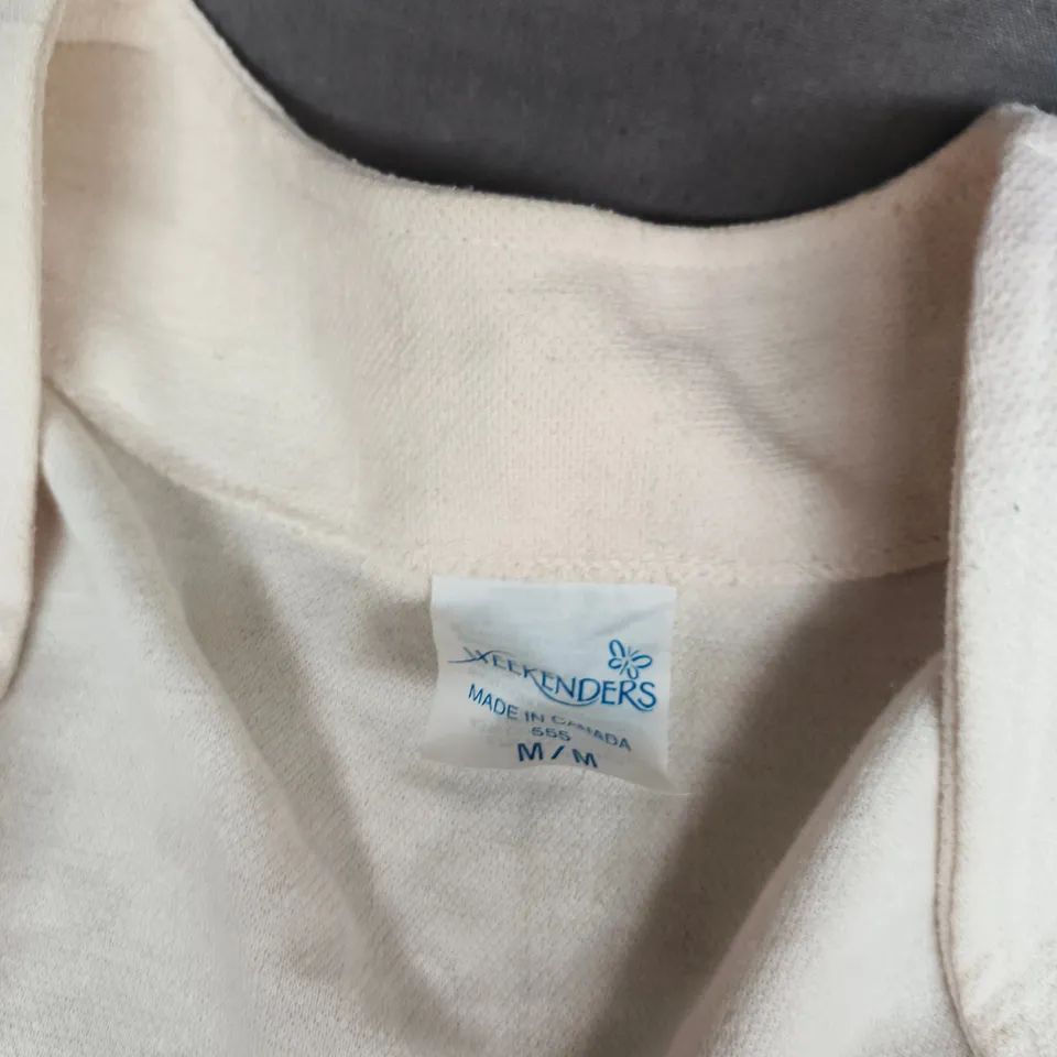 WEEKENDER CREAM OPEN-FRONT CARDIGAN/JACKET – MADE IN CANADA – UK MEDIUM (M/M)