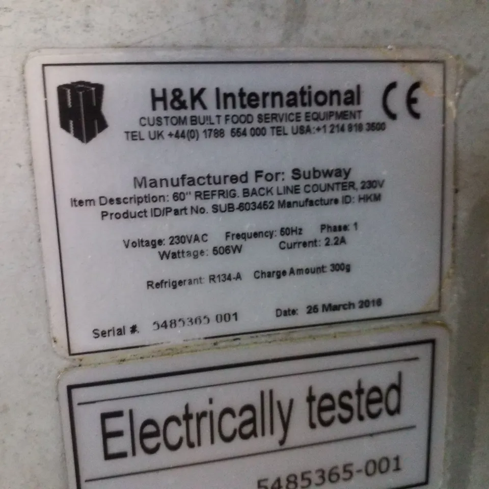 REFRIG XR60” BACKLINE COUNTER FRIDGE