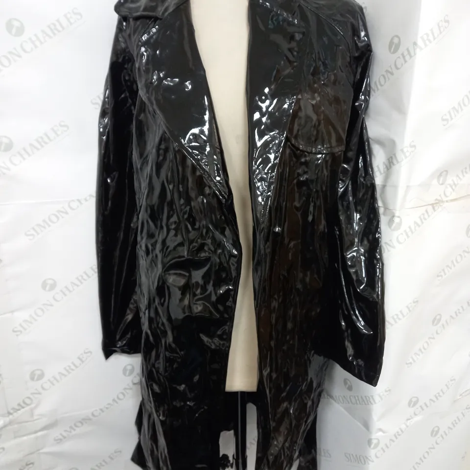 MOTEL ROCKS THIN PLEATHER COAT IN BLACK SIZE S