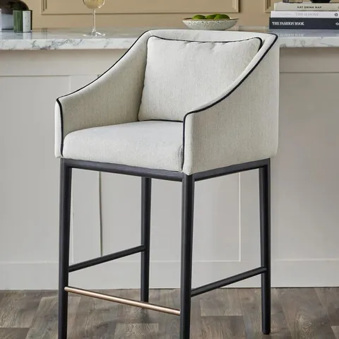 BOXED DANETTI JULEP IVORY DUAL TONE FABRIC BAR STOOL