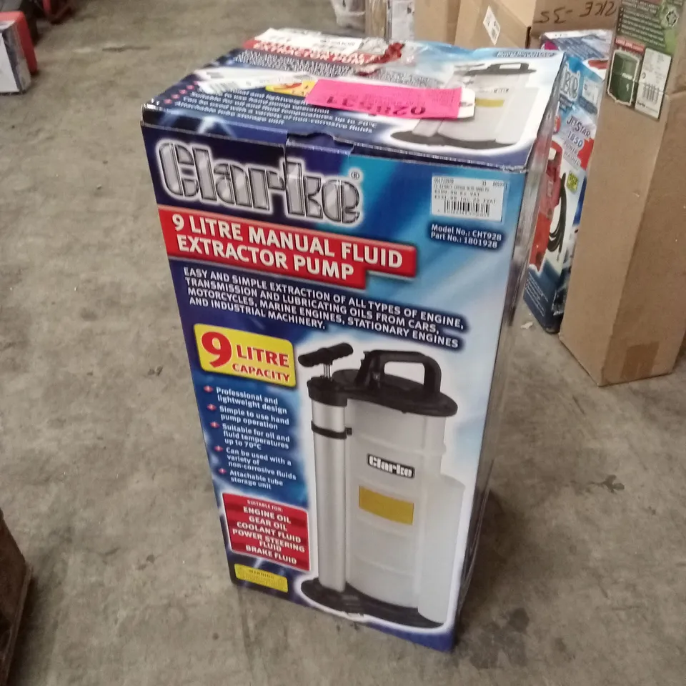 BOXED CLARKE CHT928 9-LITRE OIL MANUAL FLUID EXTRACTOR