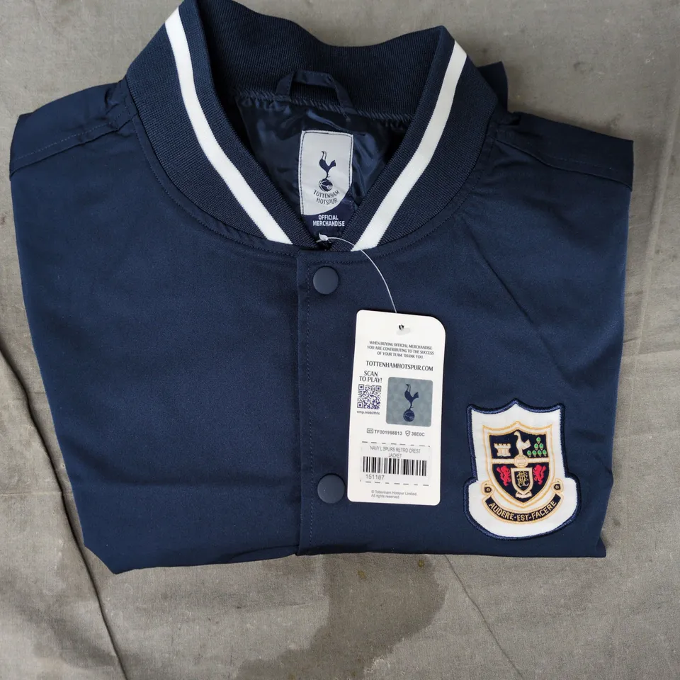 TOTTENHAM HOTSPUR RETRO CREST JACKET IN NAVY SIZE LARGE