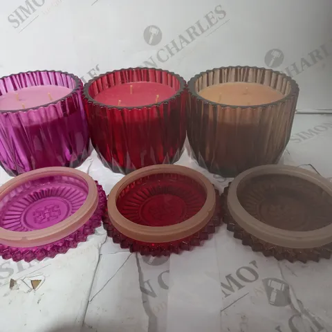 HOMEWORX BY HARRY SLATKIN SET OF FACETED 3 WICK CANDLES 