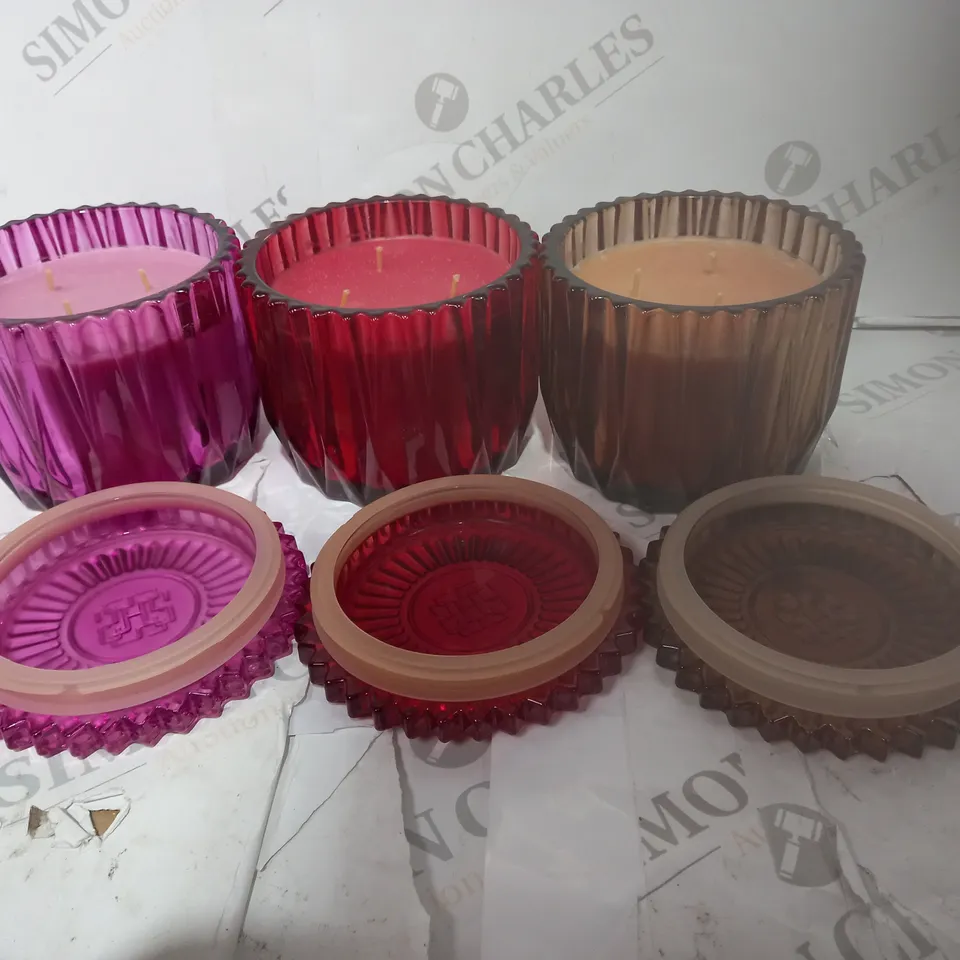 HOMEWORX BY HARRY SLATKIN SET OF FACETED 3 WICK CANDLES 