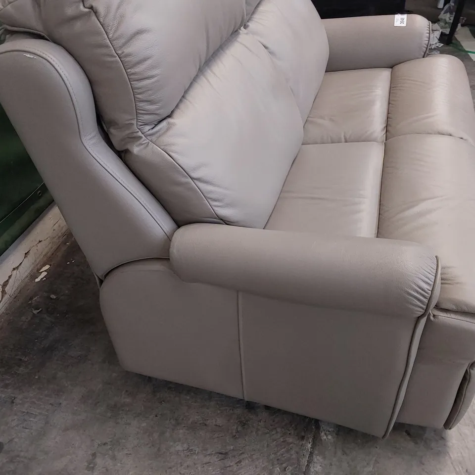 QUALITY BRITISH DESIGNER G PLAN NEWBURY TWO SEATER SOFA OXFORD MUSHROOM LEATHER 