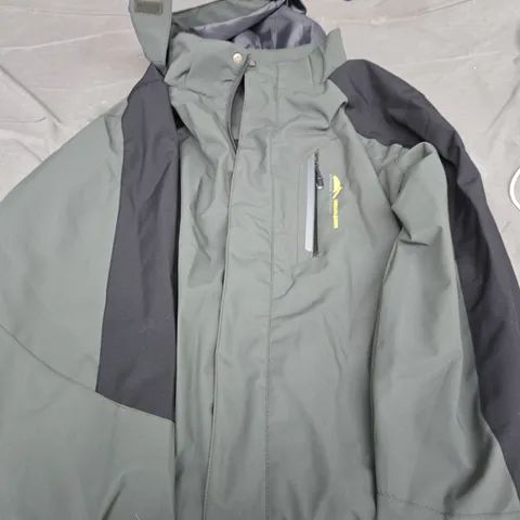 URBAN FASHION OUTDOOR WATERPROOF JACKET – OLIVE/GREY TWO-TONE WITH BLACK PANELS SIZE 3XL