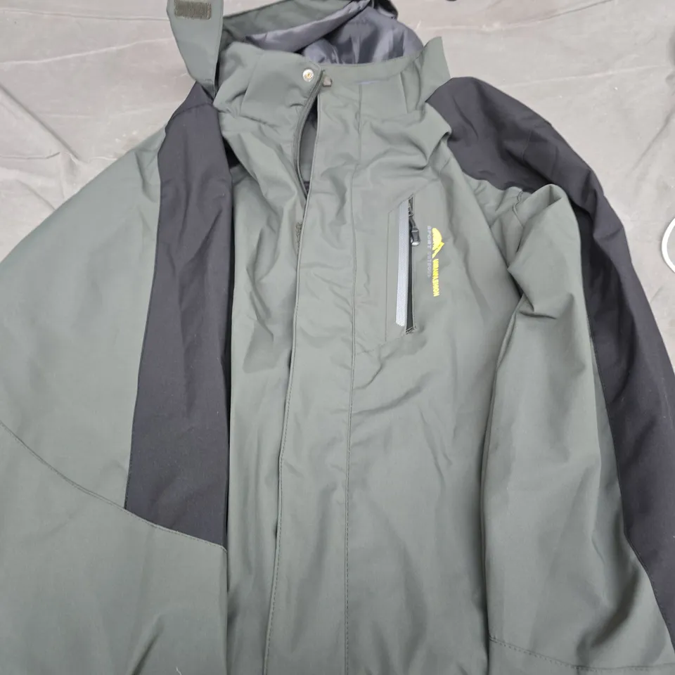 URBAN FASHION OUTDOOR WATERPROOF JACKET – OLIVE/GREY TWO-TONE WITH BLACK PANELS SIZE 3XL