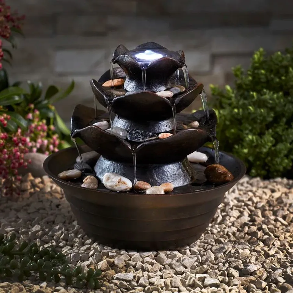 BOXED TOLENTINO POLYSTONE FOUNTAIN WITH LED LIGHT 