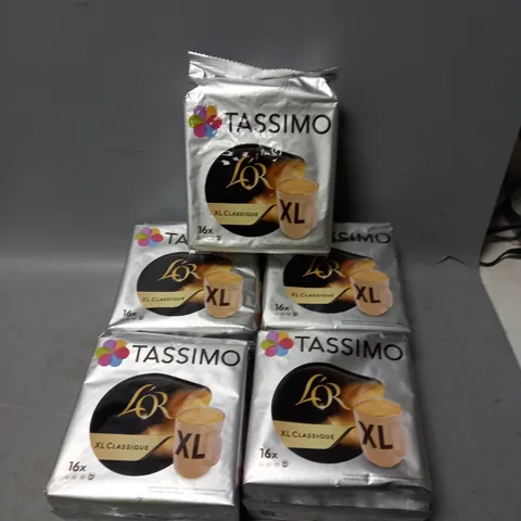 5 X SEALED TASSIMO L'OR XL CLASSIQUE COFFEE PACKS - 16 PER PACK