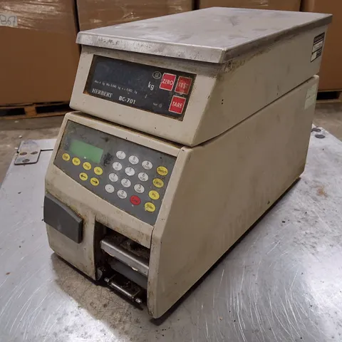 HERBERT BC-701 CHECK-WEIGHING SCALE & LABELER