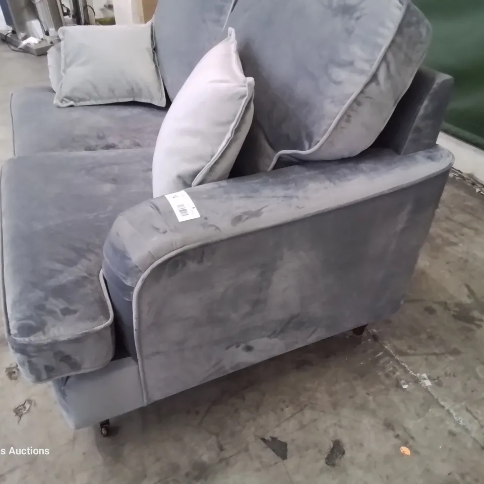 DESIGNER MARCANTONIO TWO SEATER SOFA GREY PLUSH FABRIC 