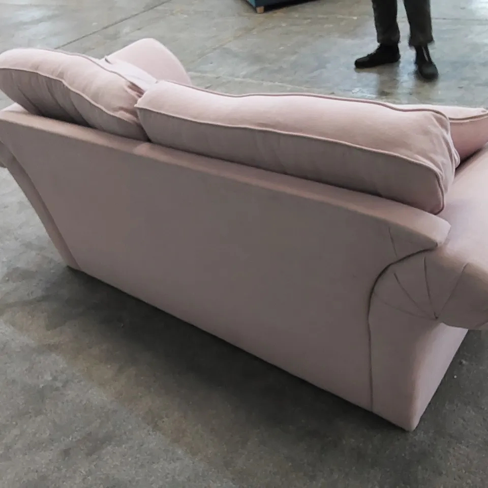 THE LANGRIDGE 2 SEATER SOFA BED IN UPHOLSTERED PINK FABRIC