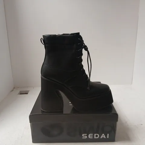 UK 6 (EU 39) SEDAI GT24 BLACK PU ANKLE BOOTS β WOMEN'S