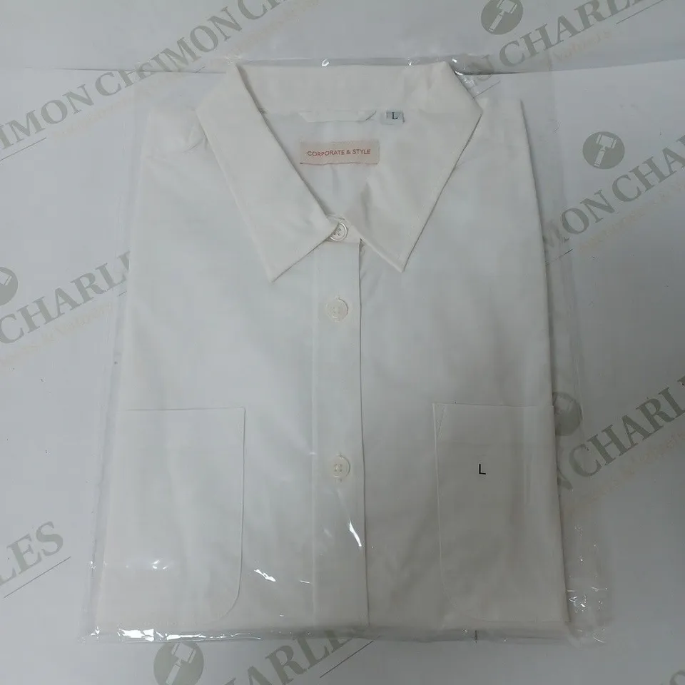SEALED SET OF 5 BRAND NEW CORPORATIVE STYLE WHITE WOMENS SHIRT - LARGE