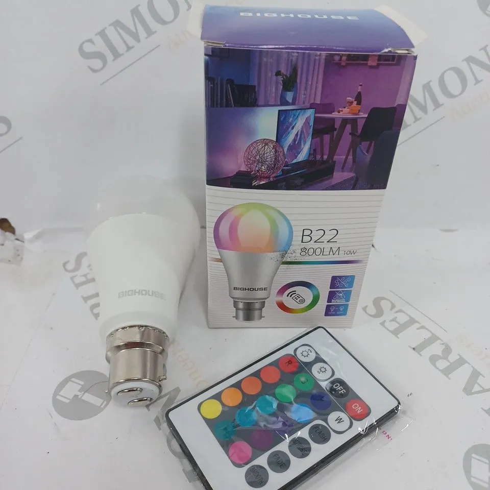 BOXED BIGHOUSE B22 RGB LIGHTBULB WITH REMOTE 