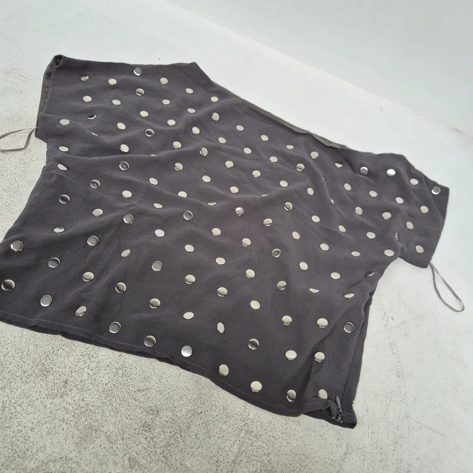 MOTEL ASYMMETRIC STUDDED TOP – DARK GREY, WOMEN’S XS