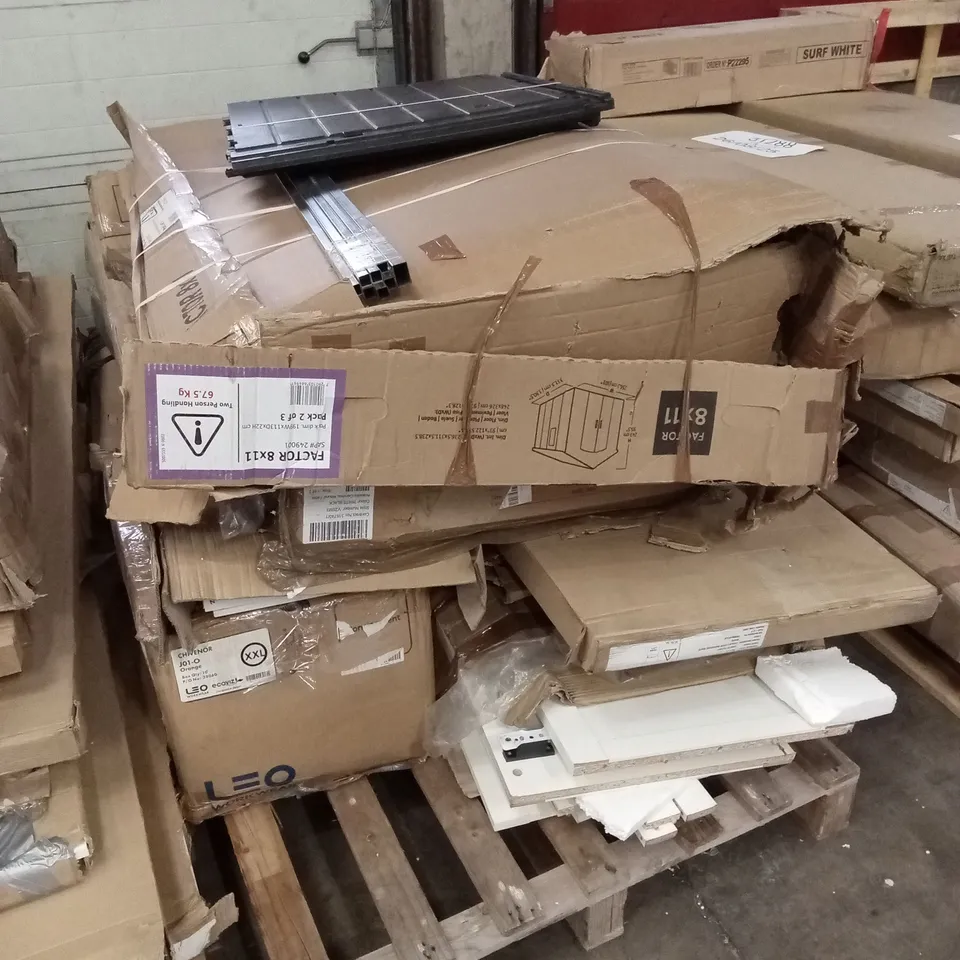 PALLET OF ASSORTED INCOMPLETE DESIGNER FURNITURE AND FURNITURE PARTS
