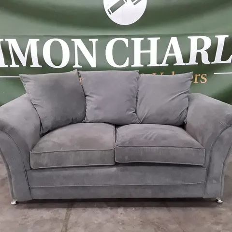 DESIGNER 2 SEATER SOFA - GREY FABRIC