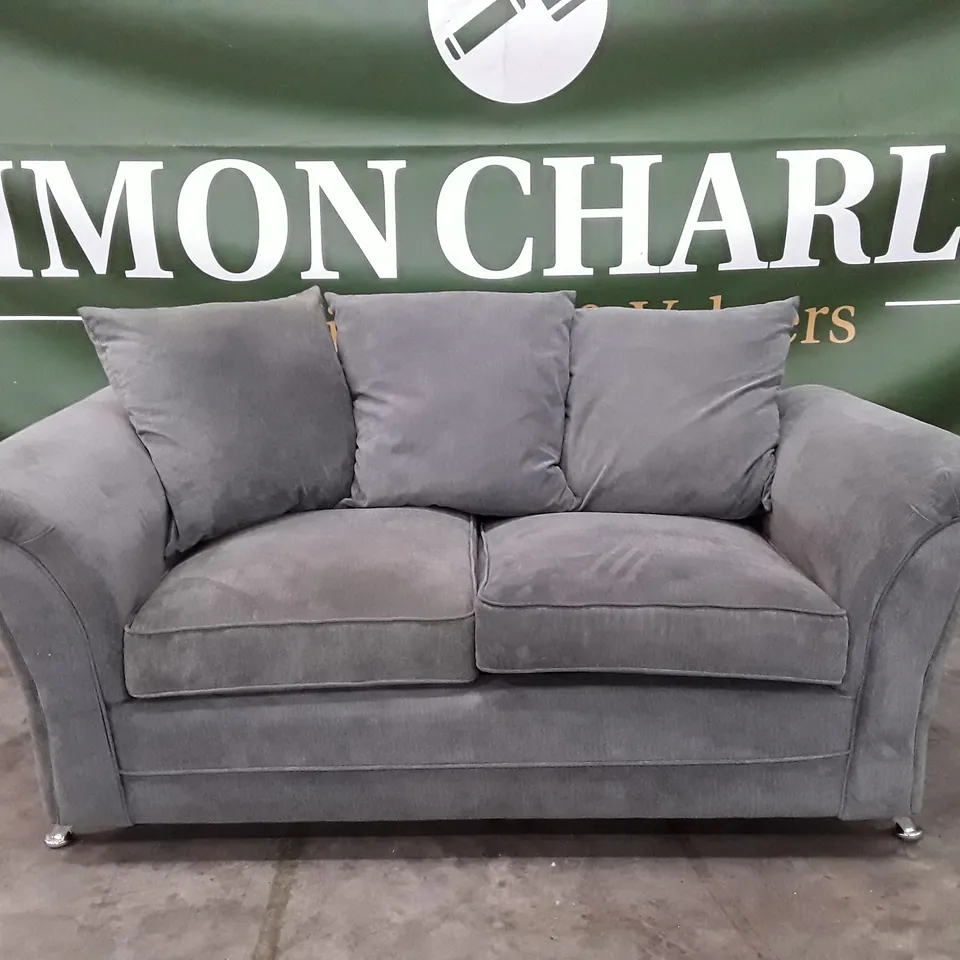 DESIGNER 2 SEATER SOFA - GREY FABRIC