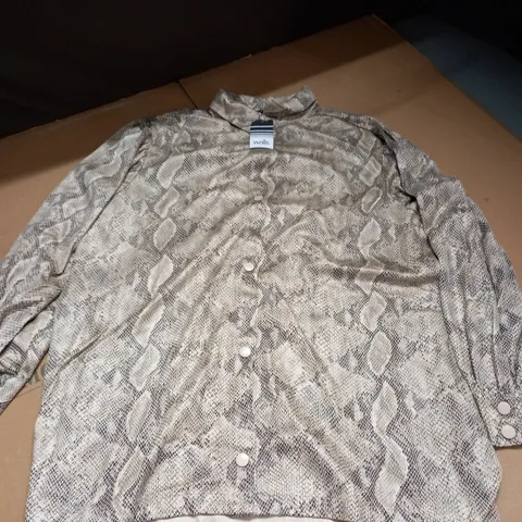 WALLIS SNAKE PRINT SUEDETTE POPPER SHIRT - SIZE 14