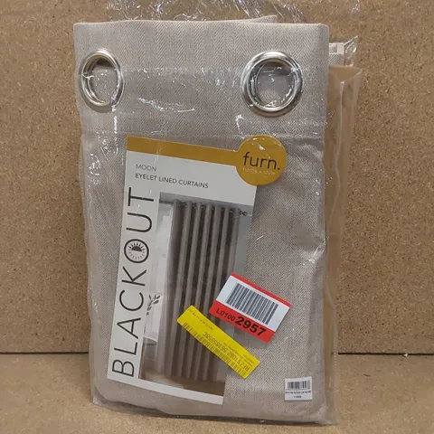 BAGGED POLYESTER BLACKOUT CURTAIN PAIR- NATURAL // SIZE: 168 X 183cm