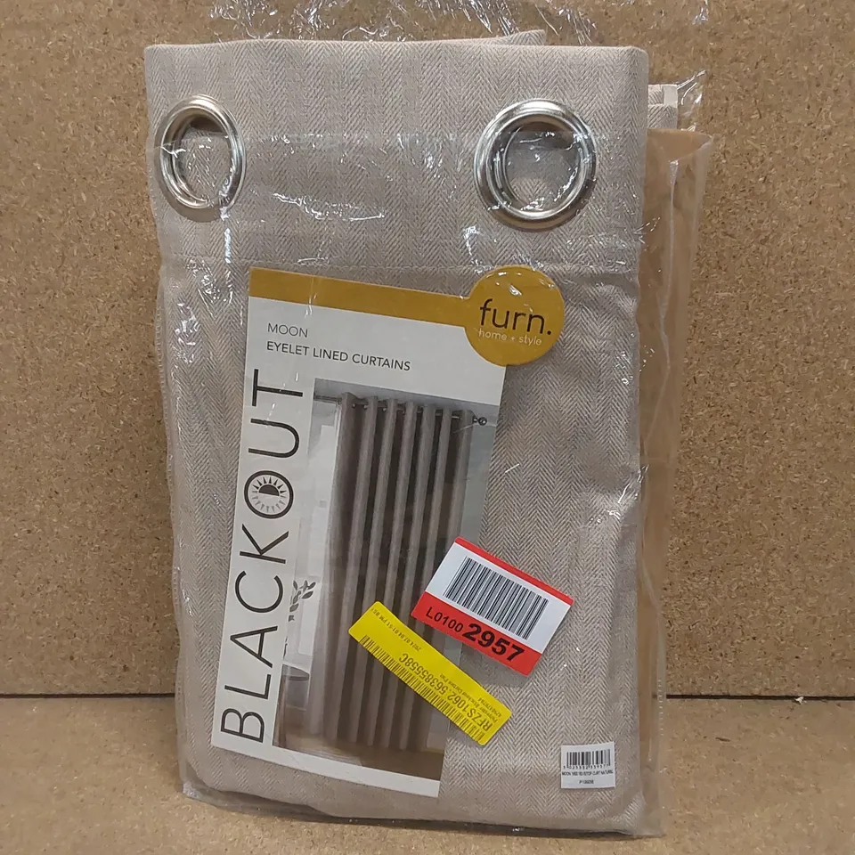 BAGGED POLYESTER BLACKOUT CURTAIN PAIR- NATURAL // SIZE: 168 X 183cm