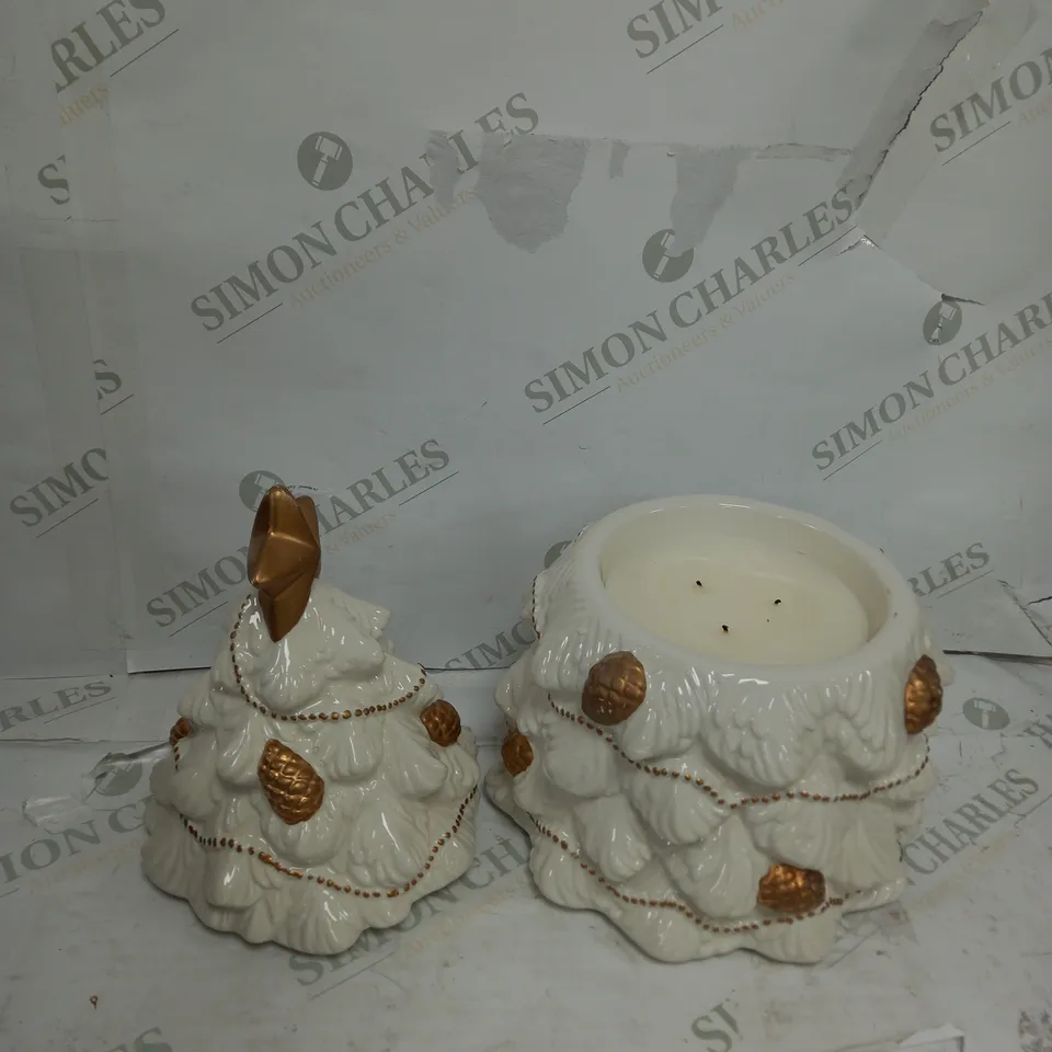 HOMEWORX BY HARRY SLATKIN 3 WICK FESTIVE CERAMIC TREE