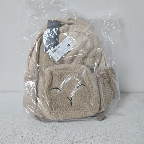 ADIDAS KIDS FLEECE BACKPACK – BEIGE BEAR FACE DESIGN