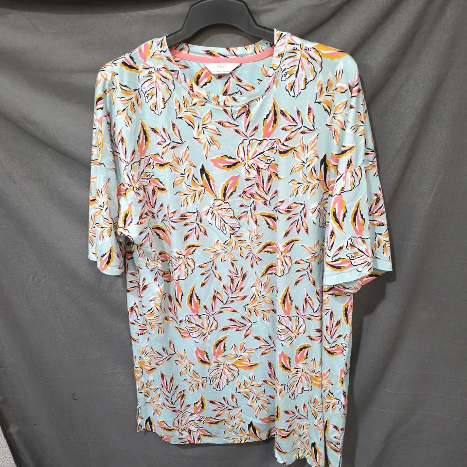 M&S FLORAL PRINT TOP – LIGHT BLUE, UK XL (WOMEN'S)