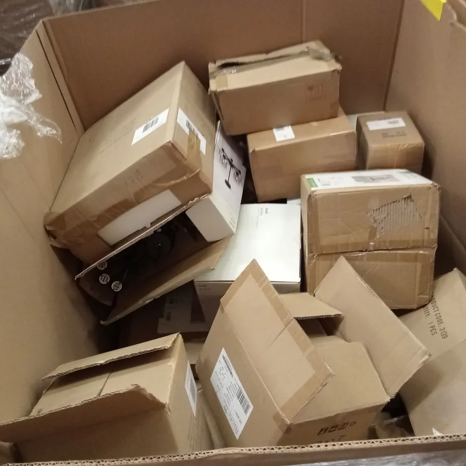 PALLET TO CONTAIN APPROXIMATELY 33 DESIGNER INDOOR LIGHTING PRODUCTS TO INCLUDE; CEILING LIGHTS, WALL LIGHTS, CEILING PENDANTS ETC