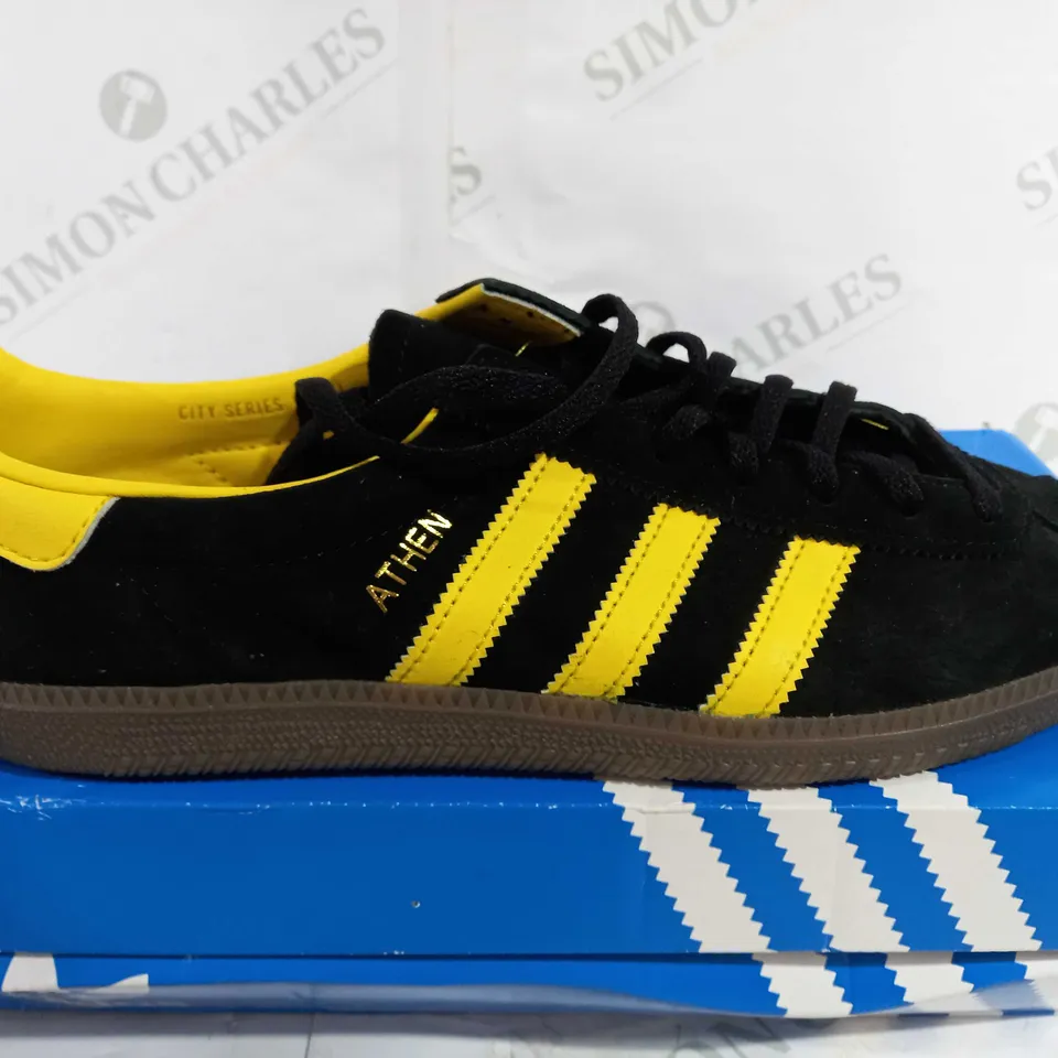 BOXED PAIR OF ADIDAS CITY SERIES MMXXI ATHEN BLACK/YELLOW SHOES - UK 9