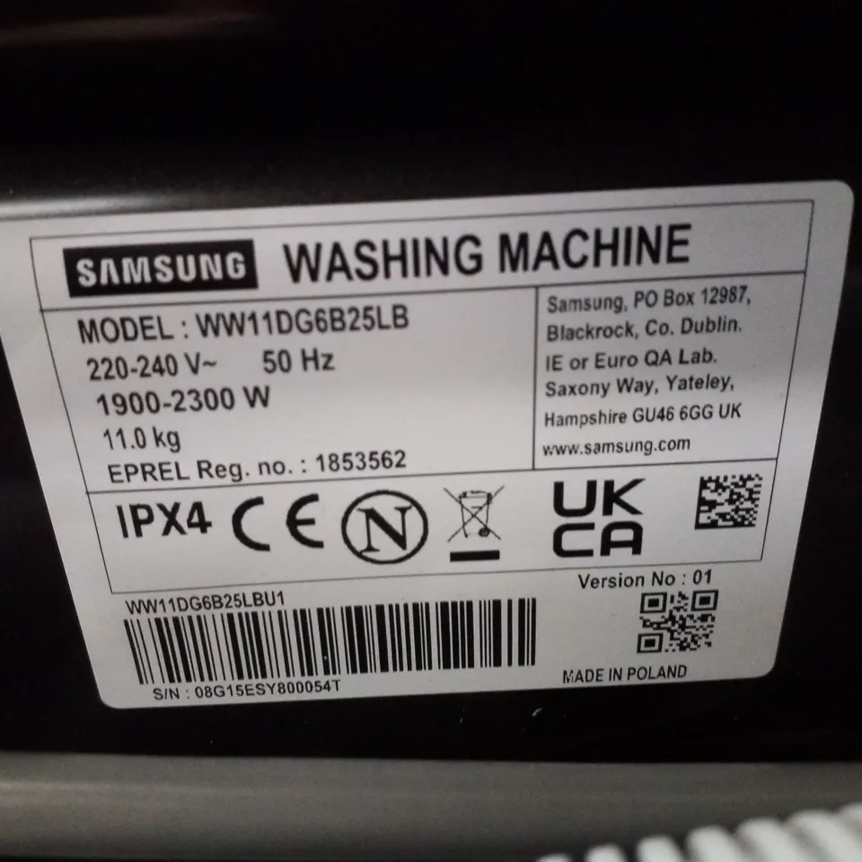 SAMSUNG WASHING MACHINE WW11DG6B25LB – BLACK, FRONT-LOADING